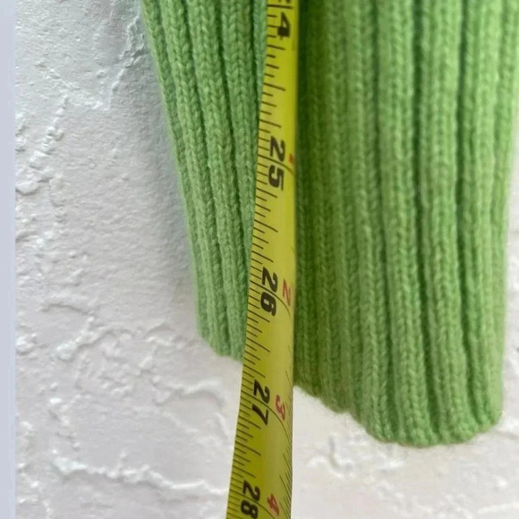 Saks Fifth Avenue Womens Cable Design Sweater Lime Green Sz Large 💯 CASHMERE - Picture 8 of 10